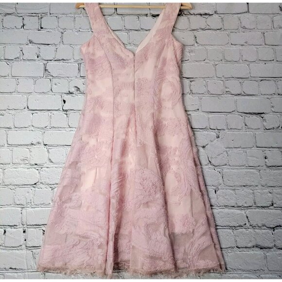 Dress The Population Maya Woven Fit Flare Dress Pink Sweetheart Neck Size M - Picture 8 of 12